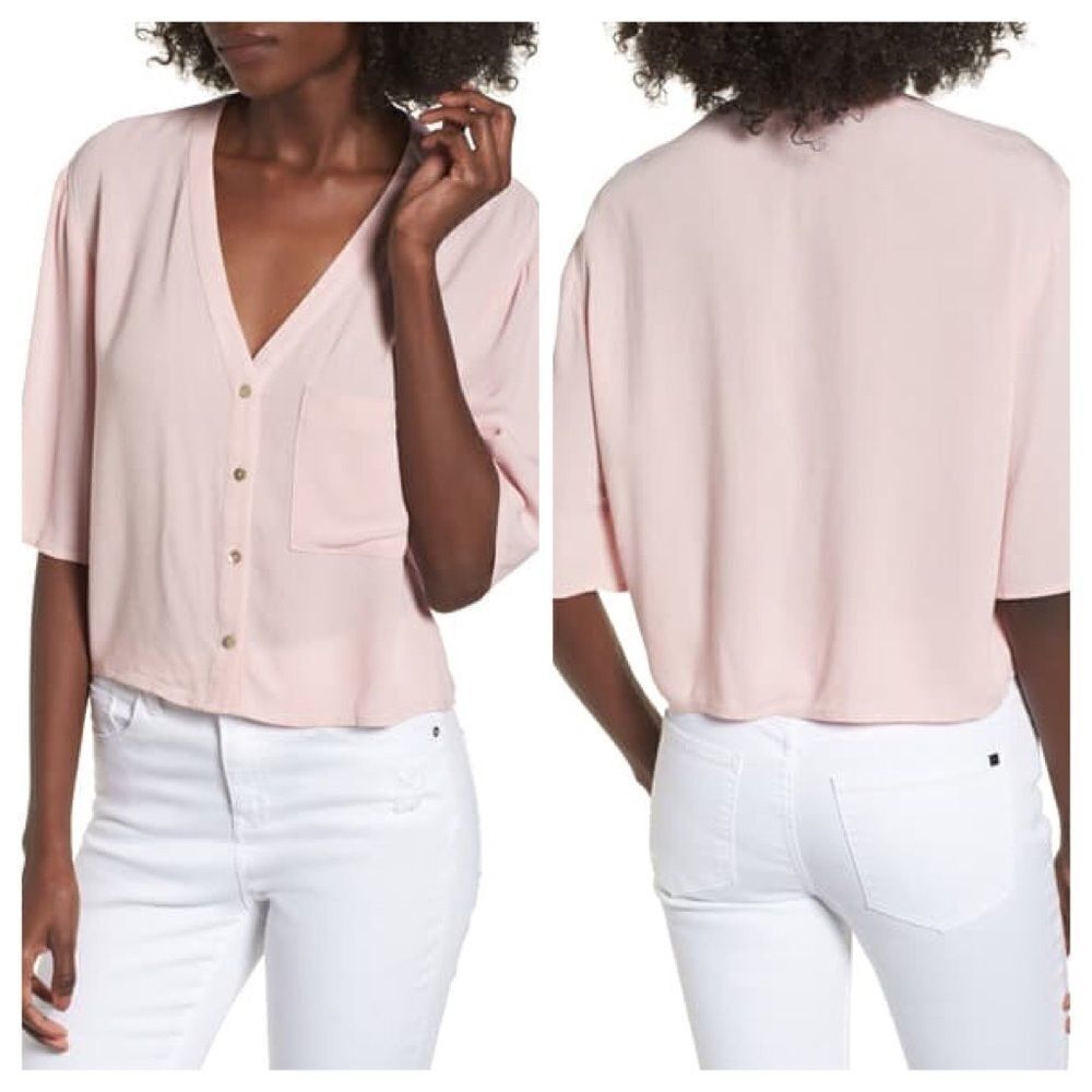 Chloe & Katie Crepe Button Front Shirt Size Small